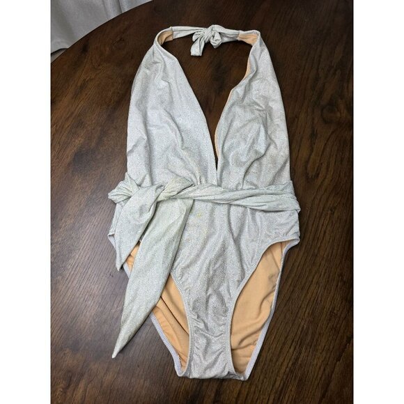 Silver One piece Newport News Swim Women size 10 Style: C2953 - Picture 4 of 14